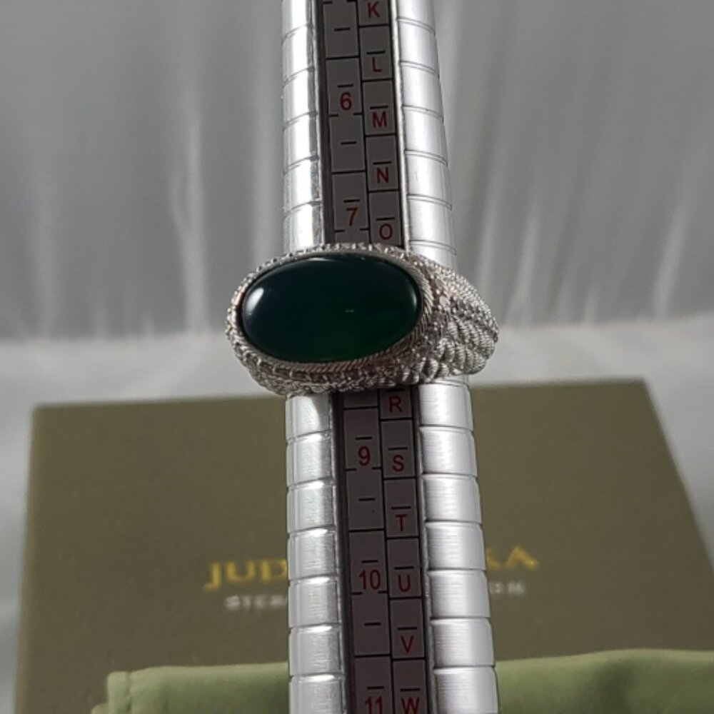 Judith Ripka Green Gemstone 925 SS / CZ Statement Ring Sz 8 - Picture 3 of 8
